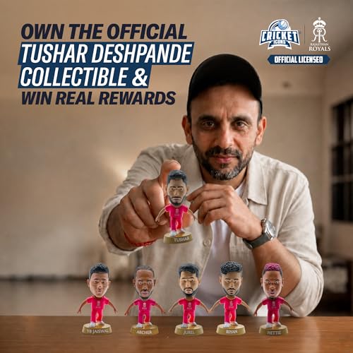 Image of Action Figure, IPL Edition 360 Rotatable Head, Cricket Player for Fans & Collectors (3 Inch Tushar Deshpande)