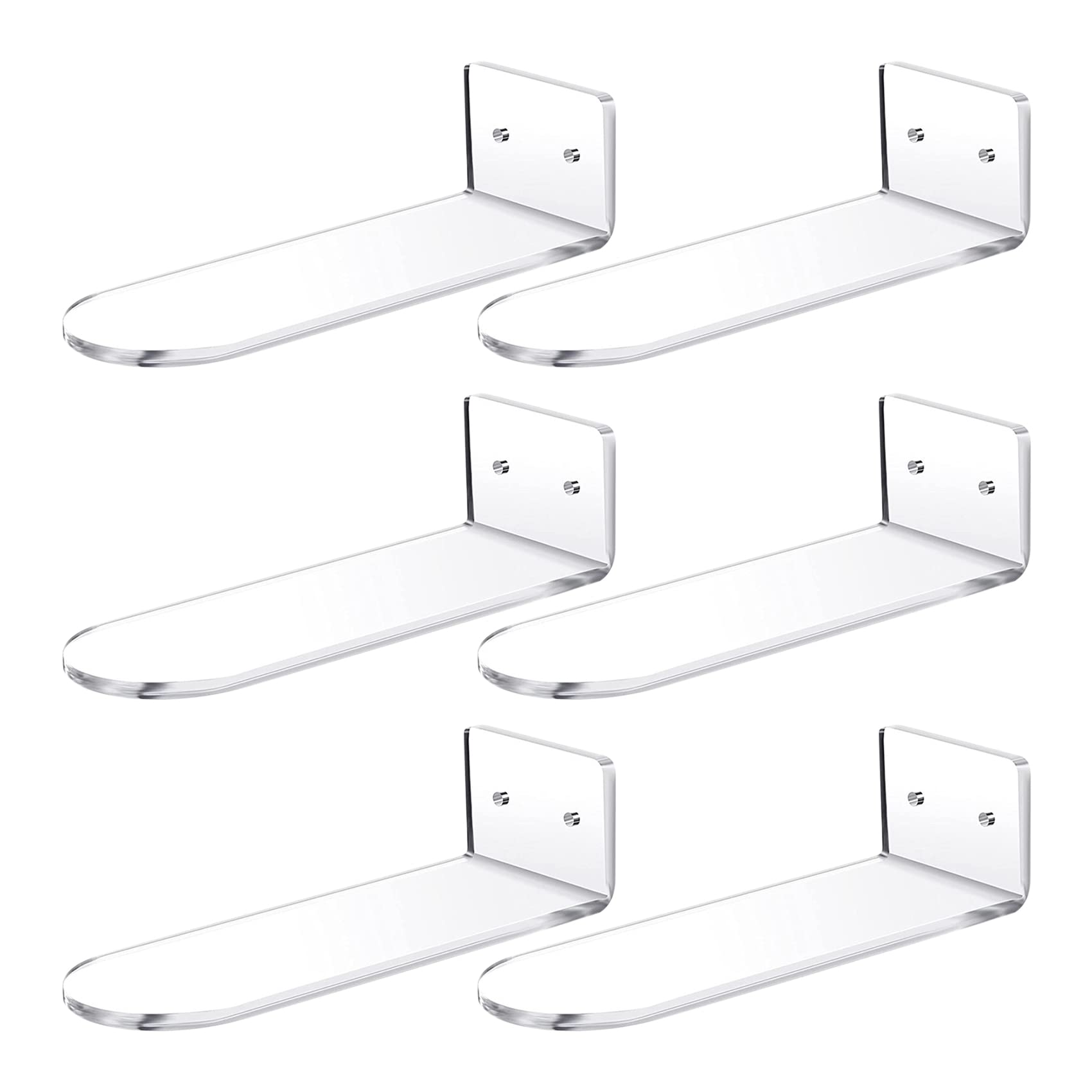qimoi 6 Pack Floating Shoe Shelves,Acrylic Wall Mounted Shoe Display Shelves,for Display Collectible Shoe&Sneaker