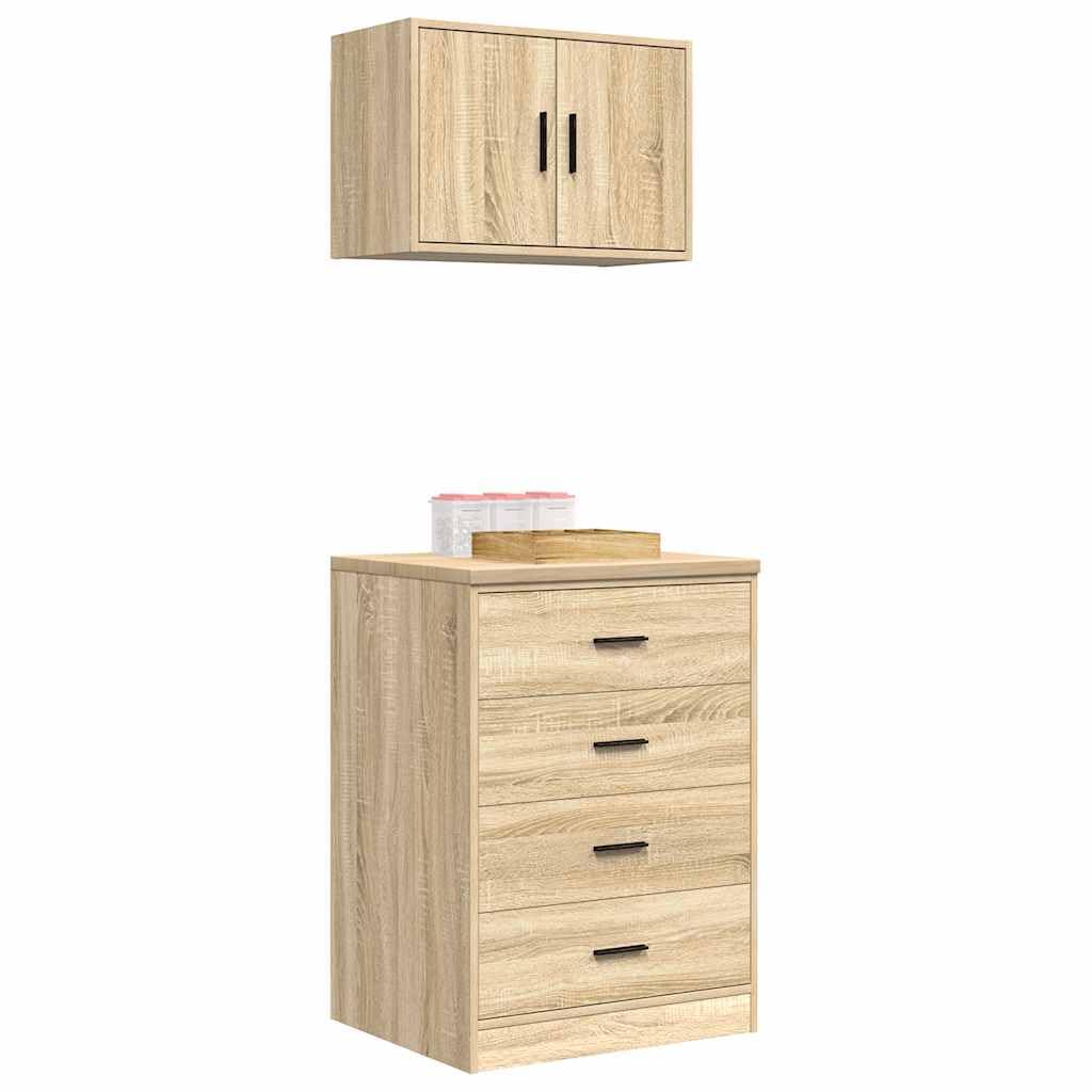 Armoires de Garage 2 pcs chêne Sonoma Bois d'ingénierie,Entreprise & Industrie,Stockage Industriel,Armoires industrielles,39.3 kg-3328334