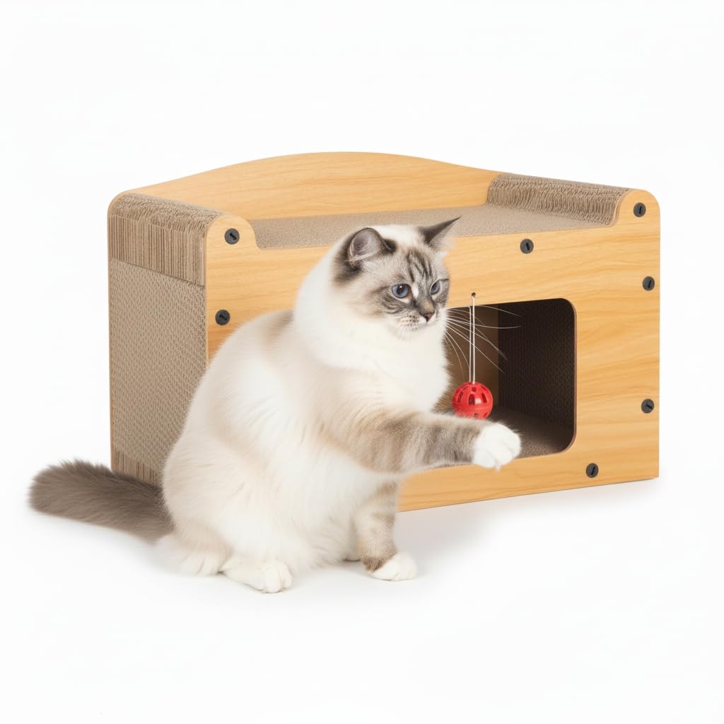 COIL Kratztonne, Katzenhöhle, Katzenkratzbaum, Katzenbett, Katzenliege, Umweltfreundliches Bett, Kratzpappe, MDF, (Höhe: 29 cm)