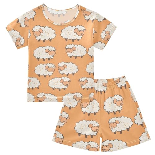 ALAZA Sheep Cute Pajamas Short Sleeve 2 Piece Sleepwear Top and Bottom Pajama Set Unisex