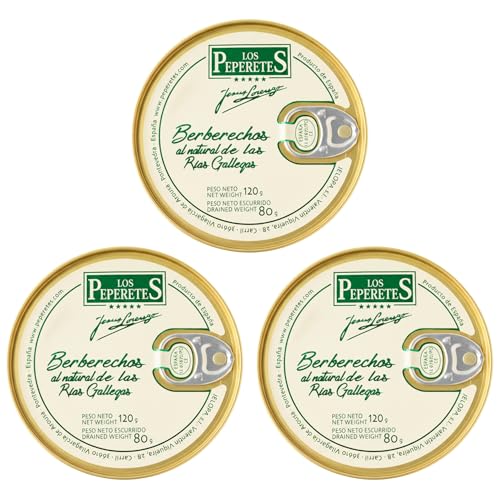 PEPERETES x3 Lata de Berberechos al Natural de las Rías Gallegas 60-70 Piezas 120 Gr | Conservas Artesanal Gourmet del Atlántico | Producto Premium de Galicia | Ideal Apertivos y Tapas
