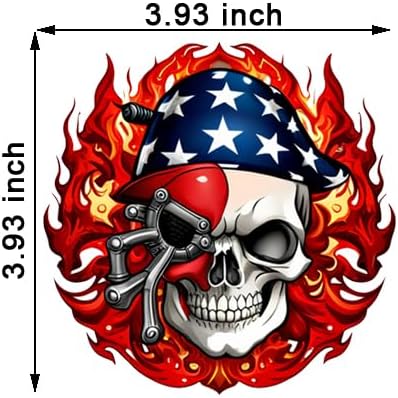 Miniatura 2 de U-Sky Adhesivos de vinilo para transferencia de calor, diseño mecánico de fuego, diseño de calavera, 3 unidades