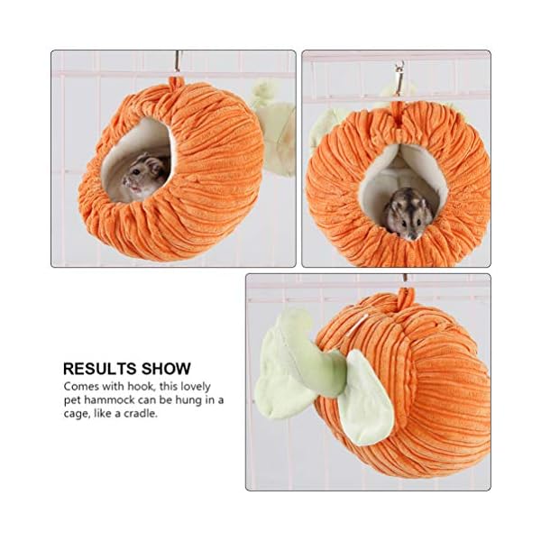 Balacoo hamster cage hammock warm winter pumpkin shape flannel guinea pig hanging cage hedgehog nest soft bed for halloween small pet animals (orange) - image 10