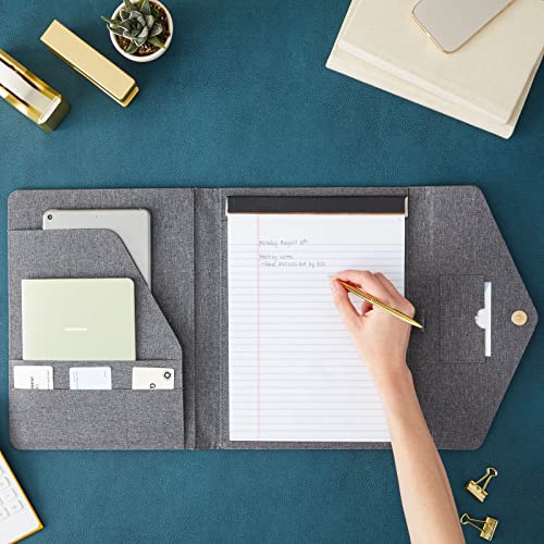 Professional Legal Notepad Portfolio, Grey Folio Notebook For Office, Business, Work, Pad Holder Folder Organizer For Documents (12.5X10) #TOP3
