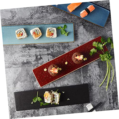 Plato Japonés Largo para Sushi de Cerámica Azul miniatura 3