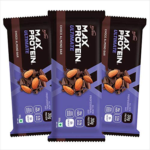RiteBite Max Protein Ultimate Choco Almond 30g Protein Bars with 10g Fiber, Meal Replacement, Zero Added Sugar, No Cholesterol & Trans Fat, 100g (Pack of 1)