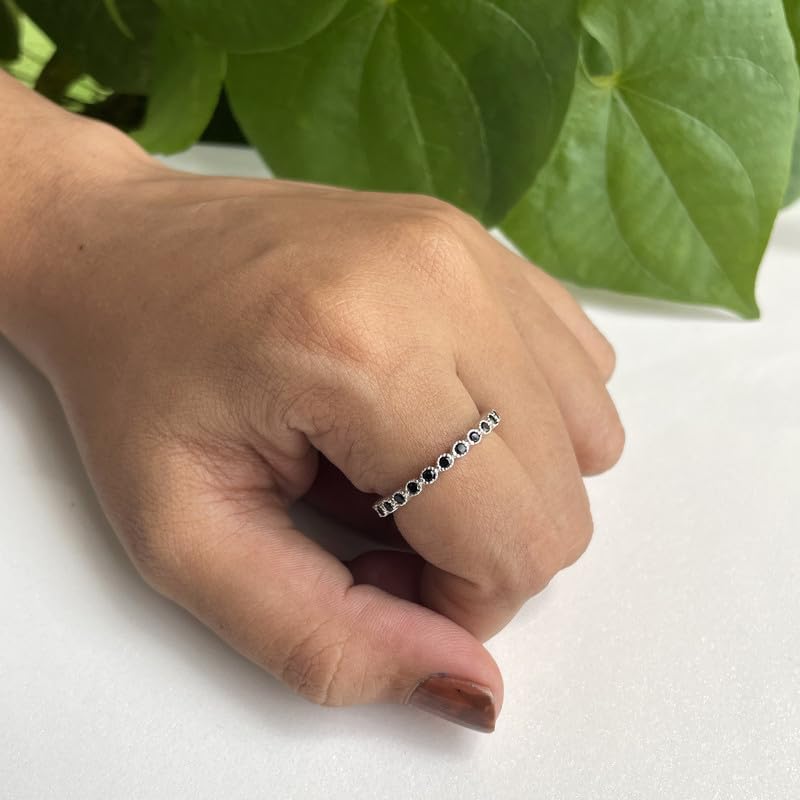 Black Diamond Full Eternity Wedding Band For Women, 14k Gold Finish Black Diamond Anniversary Band, Ladies Black Diamond Full Eternity Ring