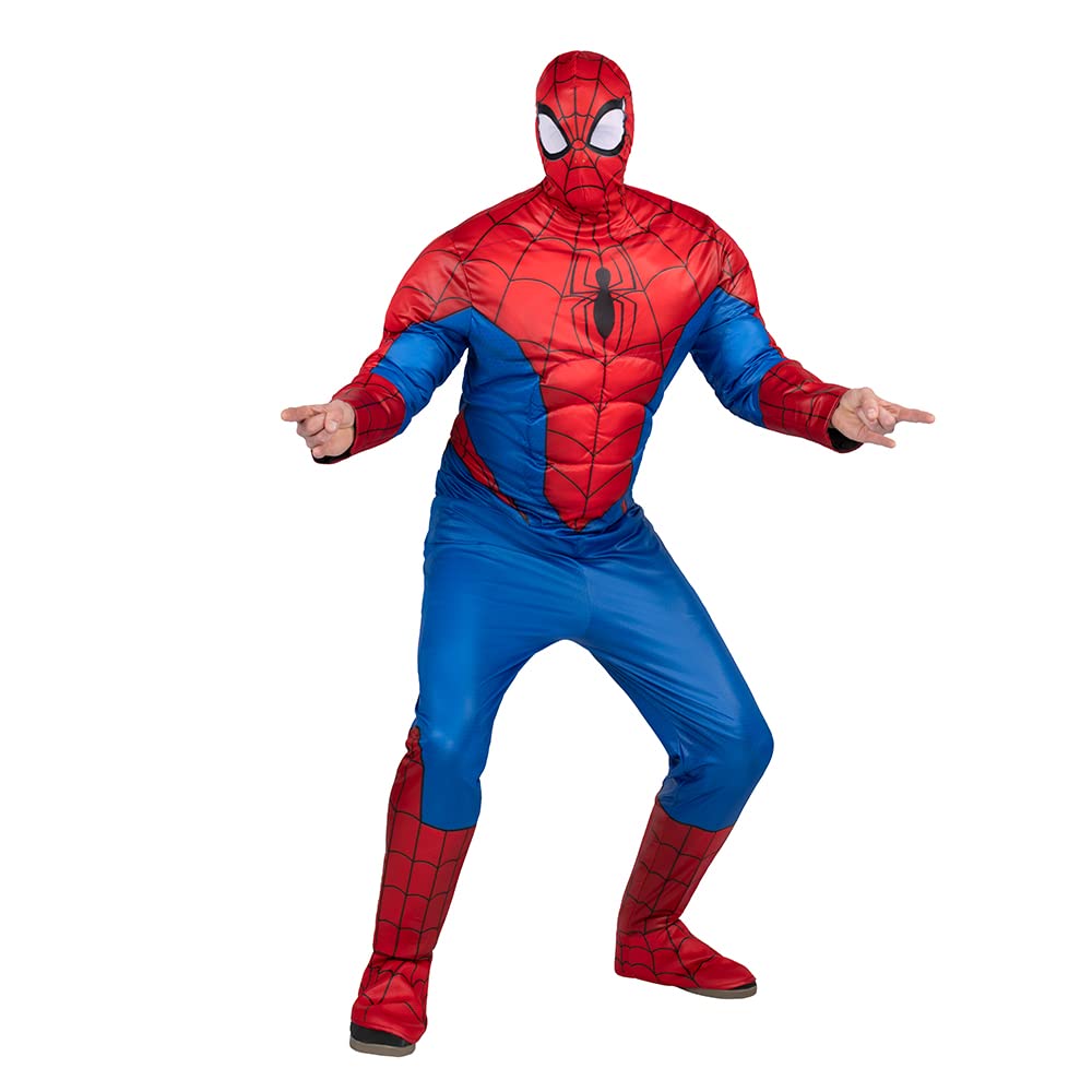 MARVEL Deluxe Adult Spider-Man Costume, Spiderman Superhero Halloween Costume for Men - Officially Licensed