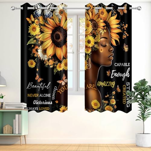 Sunflower and Butterfly Blackout Curtains, 42 by 63