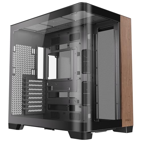 ANTEC PC�P�[�X C8 Curve Wood �u���b�N �ؐ��t�����g�p�l�� �O�ʂƑ��ʂ���̂ɂȂ����Ȗʋ����K���X�p�l���𓋍ڂ�����p�^�t���^���[PC�P�[�X Antec Constellation C8 Curve Wood