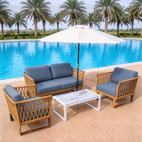 MRGSDL 8Pcs Patio Cushion Covers,Outdoor Cushions Covers,Stretch Cushion Covers Replacement, Washable and Reusable Furniture Protectors(Grey Blue) by MRGSDL - Image 4