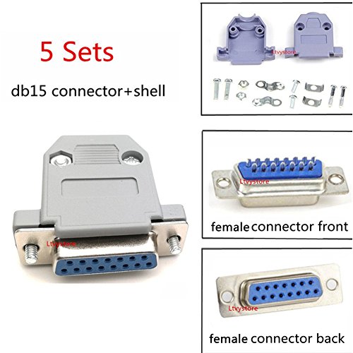 Ltvystore Rs232 Parallel Serial Port 2 Rows Db15 15 Pin D Sub Male / Female Connector + Plastic Assemble Shell Cover Vag Adapter, Pack Of 10 #TOP2