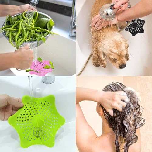 Image of FRESHOME Pack of 2 Broom- 1 Star Sink Strainer, Plastic Kharata Broom 20 Inches with 60 Hard Bristles for Cleaning Floor and Bathroom Wet & Dry Cleaning