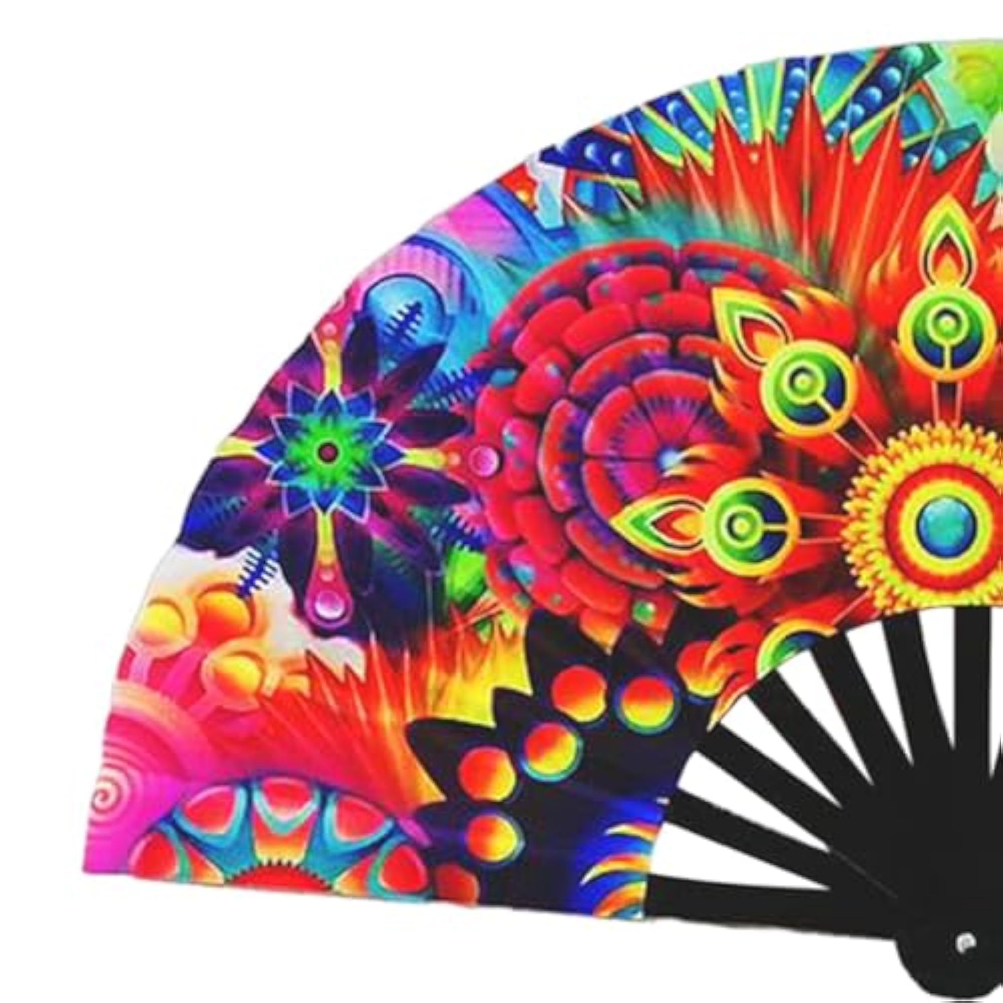 Rave Folding Hand Fan with Fluorescent Effects
