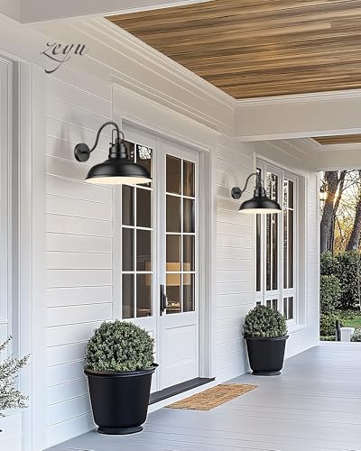Image of zeyu 2 Pack Barn Lights, Exterior Wall Mount Light for Porch, 18 Inch Modern barn Lights, Matte Black Finish, 016-1BL-2 BK