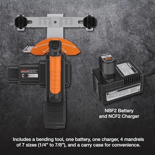 Image of NAVAC NTB7L Power Tubing Bender for Soft Copper Tubing - Battery-Operated - One-Button Operation - Quick Connect Mandrel - Easy-Release Baffle - 7-in-1 Tubing Size Selector