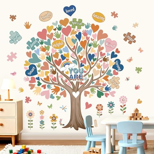 decalmile Pegatinas de Pared Infantiles Árbol Flor Boho Vinilos Decorativos Arcoiris Motivadoras Frases Letras Adhesivos Pared Aula Niños Habitación Dormitorio Guardería
