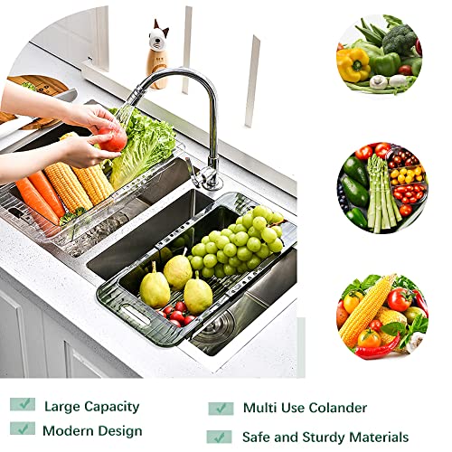 Ollimy Over The Sink Colander Strainer Basket, Expandable Multifunctional Plastic Colander, Adjustable Drainer Basket, Wash Vegetables And Fruits, Drain Cooked Pasta And Dry Dishes - Green #TOP7