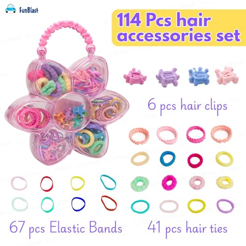 Image of FunBlast Hair Accessories Combo for Girls - Colorful Hair Bands, Hairpins, Ponytail Holders, Headbands for Girls, Toddlers, Multipurpose Kids Hair Accessories Set, Birthday Gift for Girl's (Multicolor)