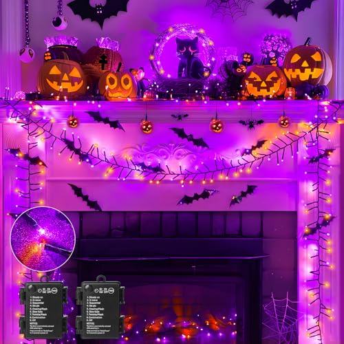 Brightown 2 Pack 10FT 120 LED Halloween String Lights Battery