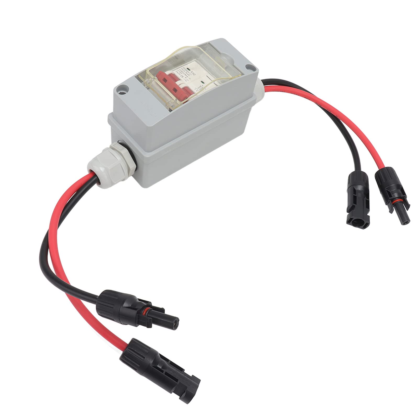 Interrupteur isolateur PV DC, disjoncteur MCB 2P, 500 V 32 A, interrupteur de déconnexion solaire DC, IP65, pour système PV solaire, système hors réseau (avec câble et connecteur PV)