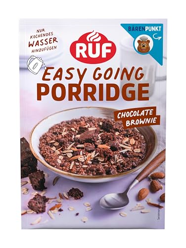 RUF Porridge Chocolate Brownie, Instant Haferbrei mit Brownie-Bites und Schokostückchen, purer Schoko-Genuss in der Müsli Schale, 1 x 65g Beutel
