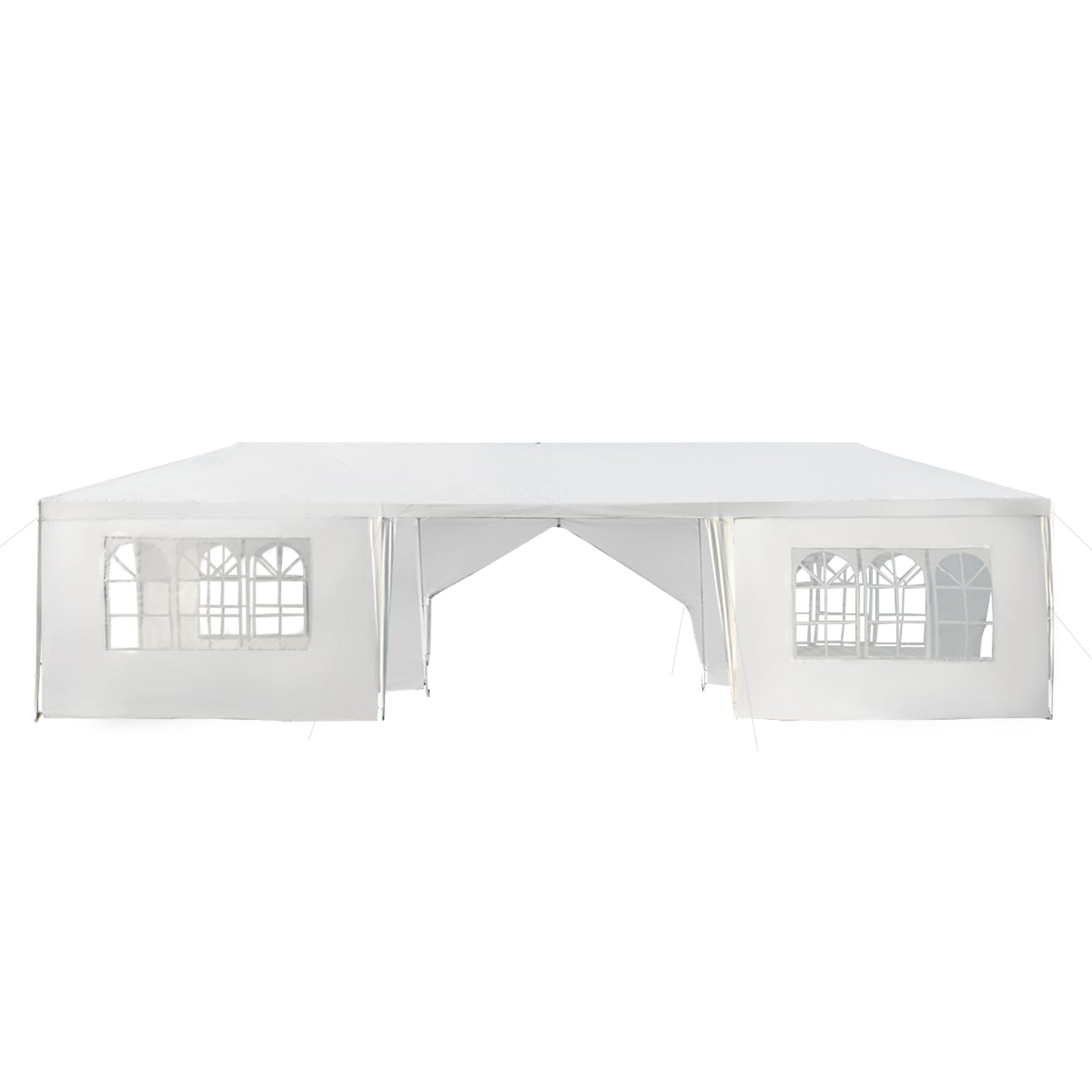 KOMFOTTEU Gazebo da Giardino Pieghevole 3x9m 8 Pareti Protezione UV Bianco | Tenda da Birra per Feste e Matrimoni, con Struttura in Metallo
