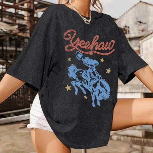 Western Shirts for Women Vintage Cowgirl Shirt Oversized Rodeo Cowboy Graphic Tees Country Concert Short Sleeve Tops2