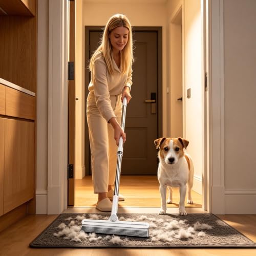 Escoba para piso de doble cara con barra extensible para limpiar azulejos y vidrio 4
