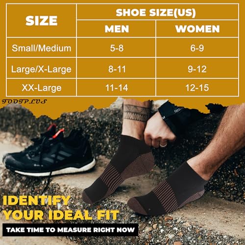 FOOTPLUS Copper Compression Socks,Unisex Cushioned Sole Arch Support Athletic Ankle/Crew Running Hiking Socks3