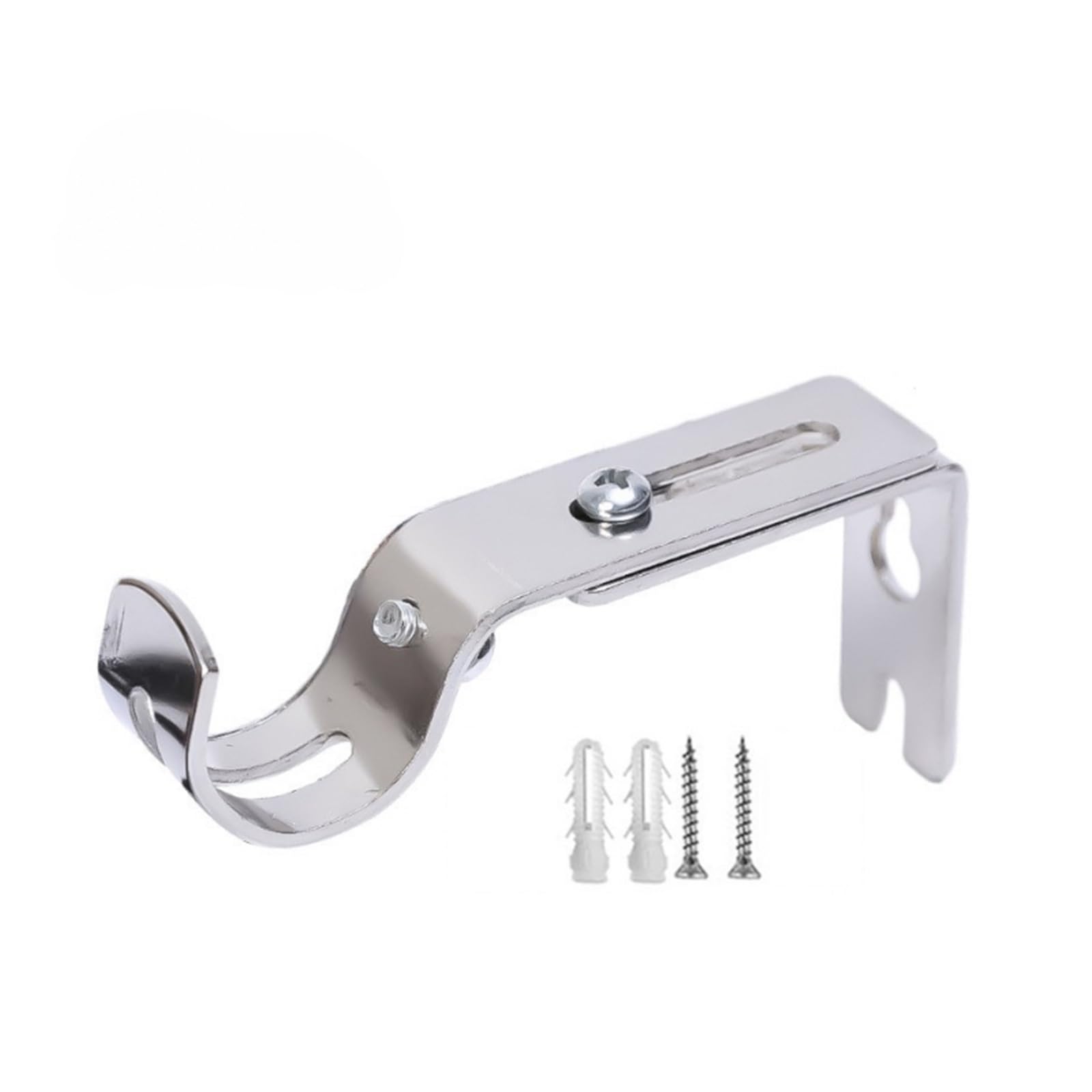 Gbrcen Curtain Rod Brackets 8Pcs Adjustable Extendable Durable Window Curtain Rod Holder With Screws Wall Bracket Hanging Hooks Furniture Hardware Tools(Silver)