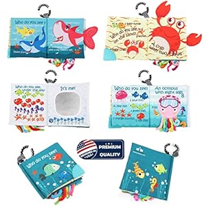 Fish Baby Books Toys, Touch Feel Cloth Crinkle Books for Babies,Baby Infant Toys 0-6, 6-12, 12-18 Months,Early Learning Education Toys,Shower Baby Gifts for Boys Girls,Teething,Mirror,Shark Ocean Book Fish Baby Books Toys Touch Feel Cloth Crinkle Books for BabiesBaby Infant Toys 0 6 6 12 12 18 MonthsEarly Learning Education ToysShower Baby Gifts for Boys GirlsTeethingMirrorShark Ocean Book