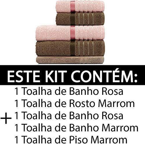 Jogo de Toalhas Banho Karsten 5 peças Algodão Felpuda Otto (BEGE E MARROM)