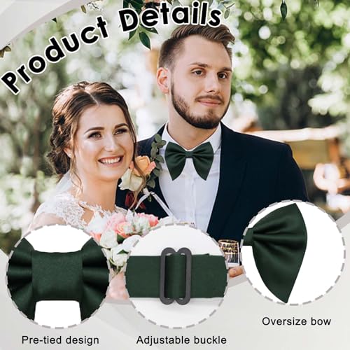 Image of Luckyvestir Oversized Bow Ties for Men, Black /Red Big Bow Tie, Solid Color Pretie Bowtie Men for Tuxedo Wedding