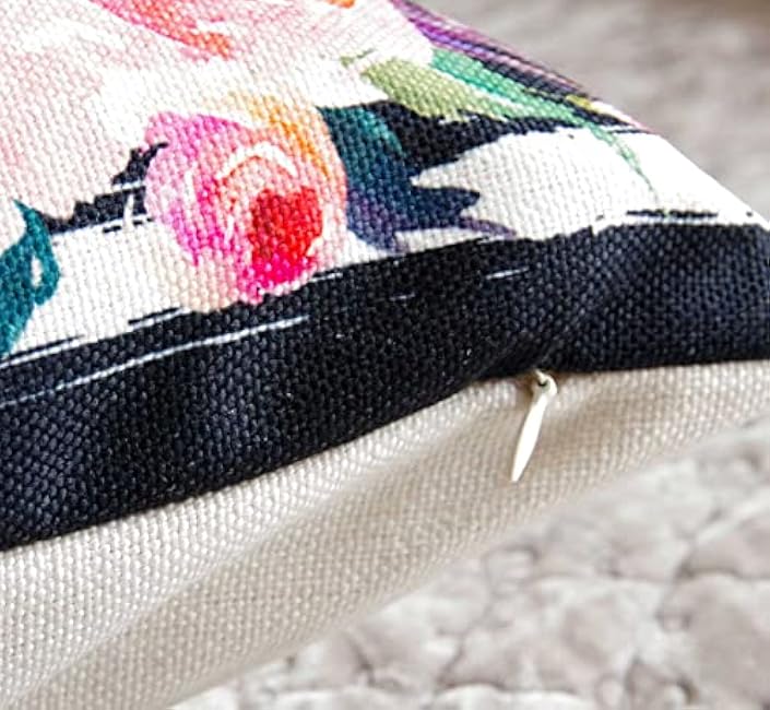 Decorative Welcome Pillow Cover 12 Inches x 20 Inches, Throw Pillow Cover with Flower Welcome, Cover only