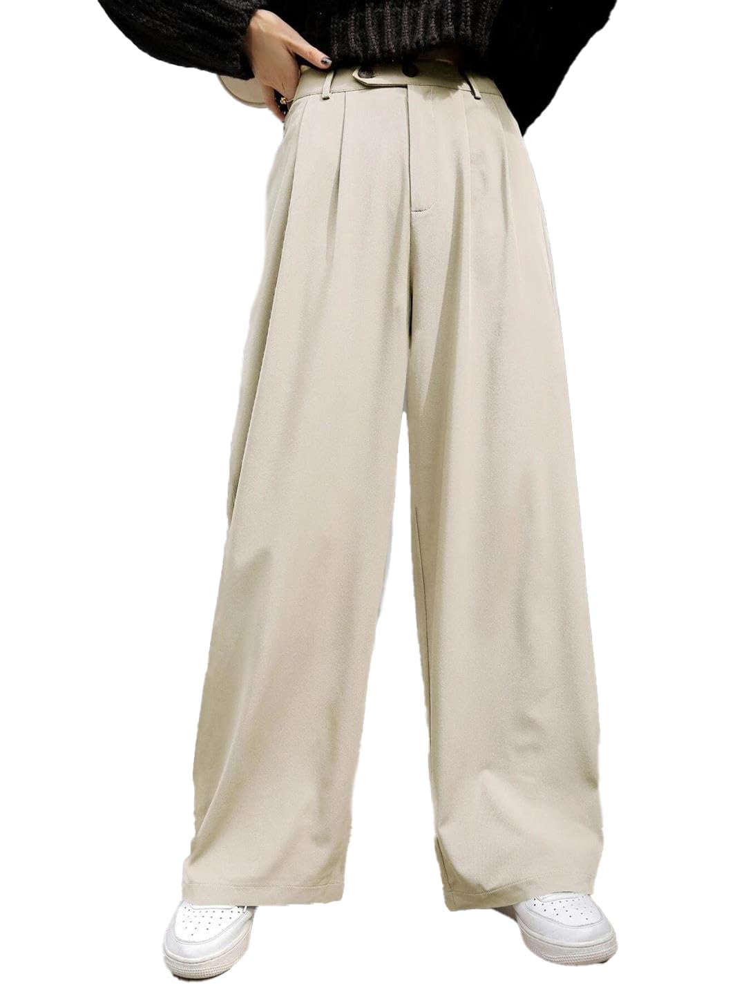 Womens Cotton Blend Straight Fit Solid Trousers-image-48