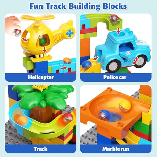 Image of Marble Runs for Kids 4-8,Building Blocks Compatible with Major Brands, Birthday Toys Gifts for Ages 3 4 5+ Boys Girls，Toddler Education Montessori Learning STEM Toys Marble Runway Maze Track Set