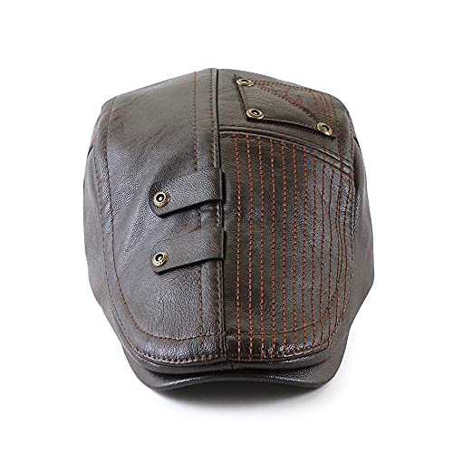 Newsboy Hats For Men Pu Leather Irish Flat Cap Fitted Ivy Hat Retro 1920S Gatsby Hat Mens Beret Cap Hunting Hat Brown #TOP1