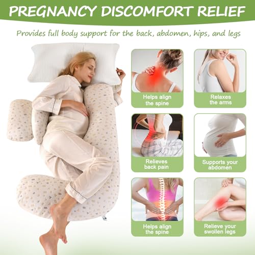 Image of Pregnancy Maternity Pillow for Side Sleeping Soft Adjustable Body Pillow for Pregnant Women with Detachable Cover