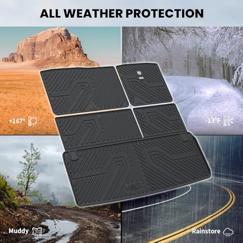 Image of LASFIT Cargo Mats for Nissan Armada 2017-2024 / Infiniti QX80 2011-2024 | All Weather TPE Custom Fit Cargo Trunk Mat & Backrest Mats Accessories, Black