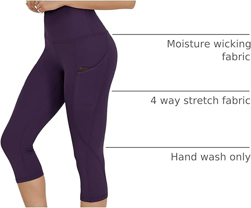 Miniatura 470 de ODODOS - Leggings tipo capri de mujer, no se traslucen y modelan el abdomen, con cintura alta y bolsillos; para hacer yoga, atletismo, ejercicio