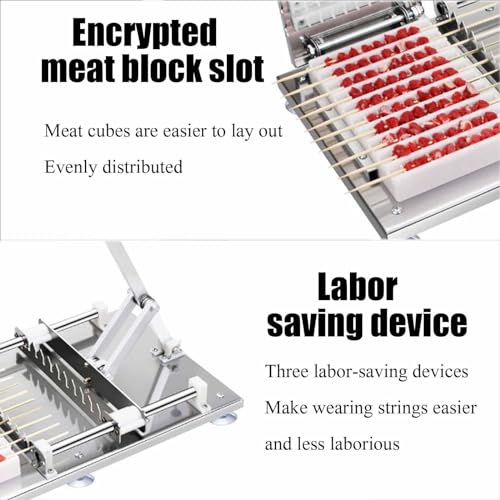 Máquina manual de brochetas de carne, herramienta de kebab de acero inoxidable para una fácil limpieza, cuerda uniforme, perfecta para fiestas de barbacoa y cocina al aire libre, uso doméstico