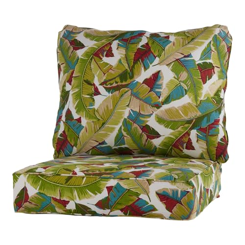 Greendale Home Fashions Outdoor Reversible 2-Piece Deep Seat Cushion Set, Tropical Multi