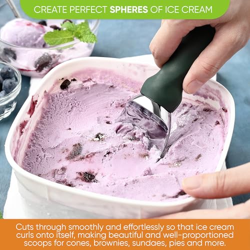 Image of Spring Chef Heavy Duty Ice Cream Scoop with Soft Grip Handle, Pine Green