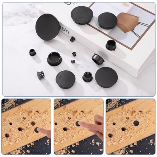 Image of uxcell 100pcs Nylon Plastic Hole Plugs, 2 /7 inch(8mm) Round Drill Screw Hole Plugs Covers Knockout Locking Plastic Plugs Insert End Caps for Kitchen Cabinet Furniture, Black