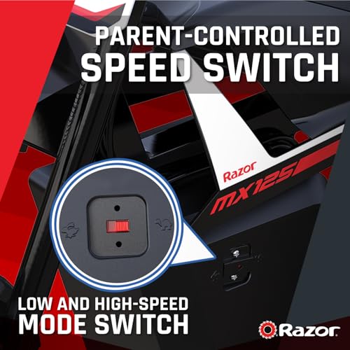Image of Razor MX125 Dirt Rocket - Electric-Powered Dirt Bike for Kids 7+, Up to 8 MPH, High /Low Speed Switch, Up to 80 Minutes Ride Time
