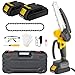 Mini Chainsaw，6-Inch Brushless Motor Cordless Chainsaw with 2 Batteries and 2 Chains, Light Weight Battery-Powered, with Security Lock for Tree Trimming and Wood Cutting(Yellow)