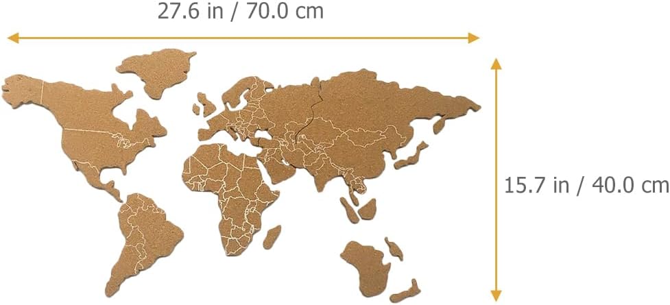 VOSAREA 1 Set Cork Board World Map Self-Adhesive Corkboard Continents Self Adhesive Cork Pin Board Cork Message Board for Wall to Pin, Plan and Document Travels