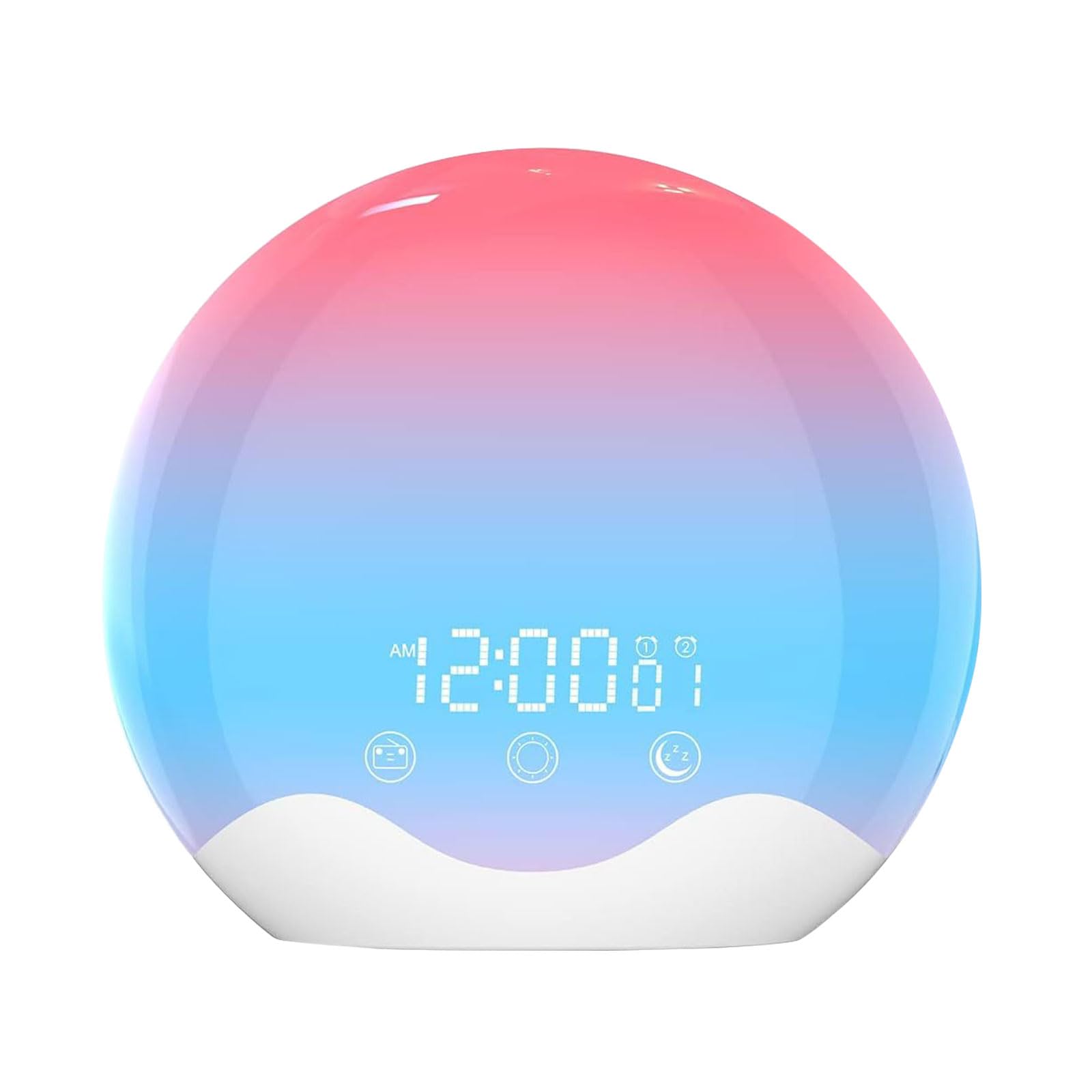 Réveil doux avec simulation de lever du soleil et éclairage de couleur arc-en-ciel, contrôle tactile, lampe LED pour chambre à coucher, lampe de chevet